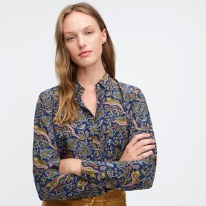 J. Crew Silk button-up shirt in botanical cheetah print
